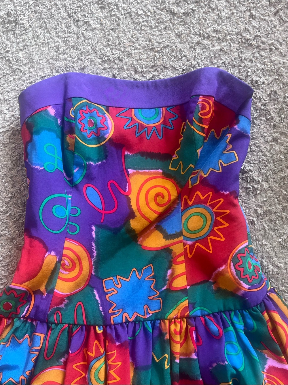 Saks Fifth Avenue Purple Multicolor Abstract Circle Skater Dress - Picture 7 of 7